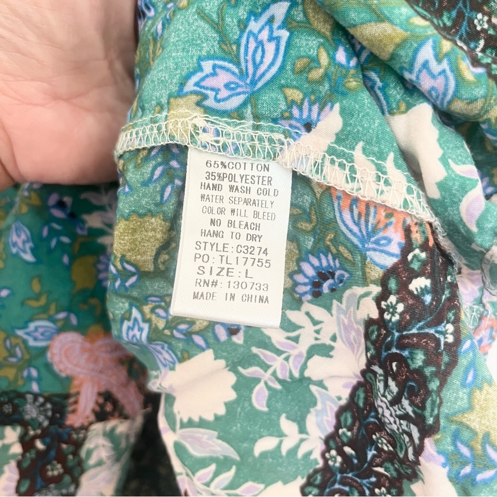 Umgee Bohemian Patchwork Blouse With Crochet Lace… - image 7